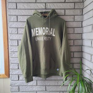 'Russell Athletic' Memorial University military green varsity hoodie sweatshirt